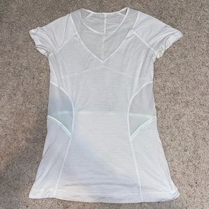 White Lulu Lemon top with mesh cut outs!